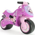 Pelytės Minės rožinis paspiriamasis motociklas