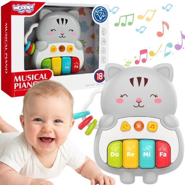 Pianinas interaktyvus kačiukas su muzika ir šviesomis nuo 18 mėnesių