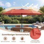 Platus dvigubas saulės skėtis su integruotu LED apšvietimu (Oranžinė) – Paveikslėlis 2