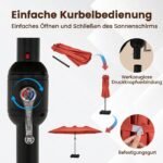 Platus dvigubas saulės skėtis su integruotu LED apšvietimu (Oranžinė) – Paveikslėlis 4