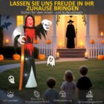 Pripučiama Helovino dekoracija Mirties pjovėjas, 3,7 m, su LED apšvietimu laukui – Paveikslėlis 5