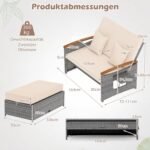 Rotango lauko poilsio komplektas su reguliuojama atrama ir daugiafunkce otomanė (Smėlio spalva)