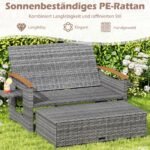 Rotango lauko poilsio komplektas su reguliuojama atrama ir daugiafunkce otomanė (Smėlio spalva)