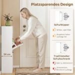 Siaura batų spintelė su 2 atverčiamais stalčiais ir viršutine lentyna – Paveikslėlis 4