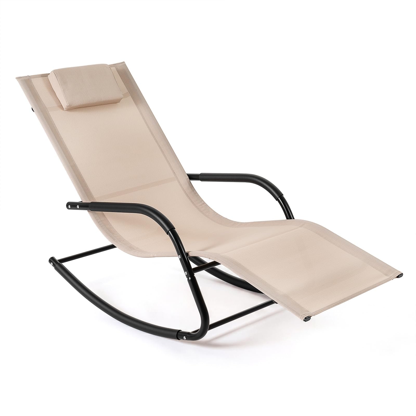Šiuolaikiškas supamasis krėslas su ergonomiška galvos atrama (Smėlio)