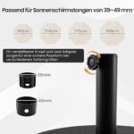 Skėčio pagrindas pripildomas stabilus su reguliuojamu laikikliu (Juoda)