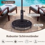 Skėčio stovas apvalus su 12 kg pagrindu 38/48 mm kotams (Juoda) – Paveikslėlis 3