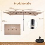Skėtis nuo saulės didelis dvigubas su tvirtu stovu (Ruda) – Paveikslėlis 2