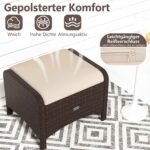 Sodo pufų komplektas PE-ratano su nuimamomis pagalvėlėmis 2 vnt. (Smėlio)