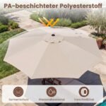 Sodo skėtis su rankena ir reguliuojamu pasvirimu 286 cm (Smėlio spalvos) – Paveikslėlis 5