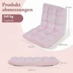 Sulankstoma grindų kėdė su 14 padėčių reguliuojamu atlošu (Šviesiai rožinė) – Paveikslėlis 2