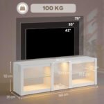 TV spintelė su RGB apšvietimu, reguliuojamomis stiklo lentynomis ir TV iki 75 colių – Paveikslėlis 3