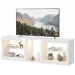 TV spintelė su RGB apšvietimu, reguliuojamomis stiklo lentynomis ir TV iki 75 colių – Paveikslėlis 9