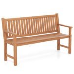 Trivietis sodo suolas iš eglės medienos su ergonominiu dizainu (Natūrali)