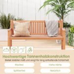 Trivietis sodo suolas iš eglės medienos su ergonominiu dizainu (Natūrali)