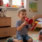 Ugniagesio žaidimo rinkinys lagaminėlyje su purškiančiu gesintuvu, 7 dalių