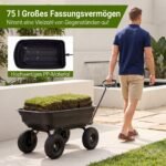 Universalus transportavimo vežimėlis 300 kg apkrova su apvertimo funkcija (Juoda)