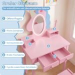 Vaikiškas kosmetinis staliukas du viename su apšviestu veidrodžiu (Rožinė) – Paveikslėlis 5