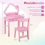 Vaikų kosmetinis staliukas su apšviestu veidrodžiu ir keičiama funkcija (Rožinė) – Paveikslėlis 2