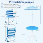 Vaikų lauko baldų komplektas su reguliuojamu saulės skėčiu (Mėlyna) – Paveikslėlis 2