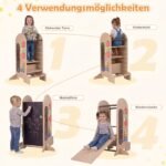 Vaikų mokymosi bokštas Montessori 4in1 daugiafunkcis (Natūrali) – Paveikslėlis 3