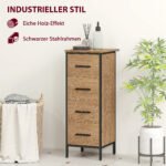 Vonios spintelė su 4 stalčiais, kompaktiška, industrinio stiliaus – Paveikslėlis 5