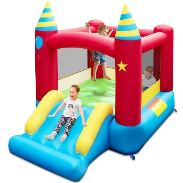 nesiojama-pripuciama-pilis-su-ciuozykla-vaikams-daugiaspalve Nešiojama pripučiama pilis su čiuožykla vaikams (Daugiaspalvė) – Paveikslėlis 1