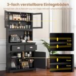 Aukšta universali virtuvės spintelė su stalviršiu ir stalčiais (Juoda) – Paveikslėlis 5