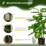 Dirbtinis augalas Dieffenbachia 95 cm, vidaus/lauko, su cementiniu vazonu – Paveikslėlis 5
