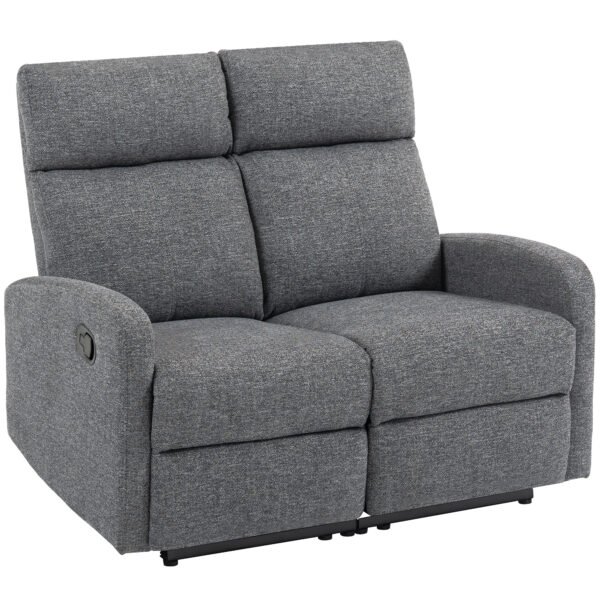 Dviejų vietų sofa-reklaineris su reguliuojamais atlošais ir kojų atrama