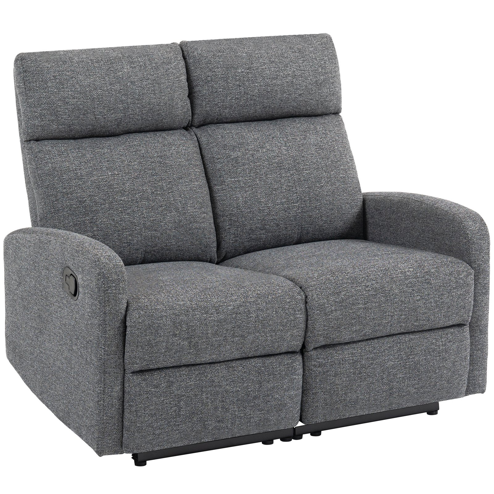 Dviejų vietų sofa-reklaineris su reguliuojamais atlošais ir kojų atrama
