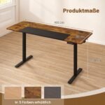 Elektrinis reguliuojamo aukščio stalas su metaliniu rėmu (160x60 cm) (Ruda) – Paveikslėlis 2