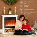 Elektrinis židinys 1800W, tikroviškos reguliuojamos liepsnos, pultelis, laikmatis – Paveikslėlis 7