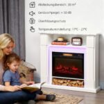 Elektrinis židinys su lentyna dekoracijoms, 1800W, tikroviškas liepsnos efektas – Paveikslėlis 7