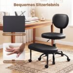 Ergonomiška reguliuojamo aukščio kėdė su 360° pasukama kojų atrama (Juoda) – Paveikslėlis 3