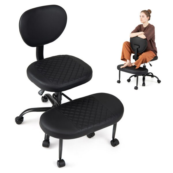 Ergonomiška reguliuojamo aukščio kėdė su 360° pasukama kojų atrama (Juoda)