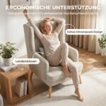 Fotelis su aukštu atlošu, plačia sėdima dalimi ir juosmens pagalvėle – Paveikslėlis 4
