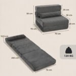 Grindinė sulankstoma sofa-lova be rėmo, su storu putplasčiu ir nugaros atrama – Paveikslėlis 3