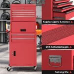 Įrankių spintelė su ratukais, modulinė 3 dalių, 6 stalčiai ir 2 spintelės, rakinama – Paveikslėlis 8