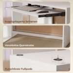 Kampinis rašomasis stalas su ištraukiamu klaviatūros dėklu ir 4 lentynomis – Paveikslėlis 6