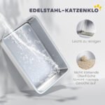 Katės kraiko dėžė nerūdijančio plieno su aukštu kraštu, semtuvėliu, kilimėliu – Paveikslėlis 4