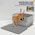 Katės kraiko dėžė nerūdijančio plieno su aukštu kraštu, semtuvėliu, kilimėliu – Paveikslėlis 7