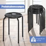 Kėdžių komplektas 6 apvalios tvirtos metalinės sukraunamos (Juoda) – Paveikslėlis 2