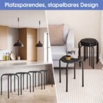 Kėdžių komplektas 6 apvalios tvirtos metalinės sukraunamos (Juoda) – Paveikslėlis 3