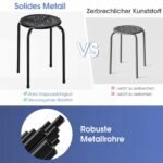 Kėdžių komplektas 6 apvalios tvirtos metalinės sukraunamos (Juoda) – Paveikslėlis 4
