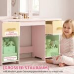 Kosmetinis staliukas vaikams 2in1, su kėdute ir daiktadėžėmis – Paveikslėlis 7