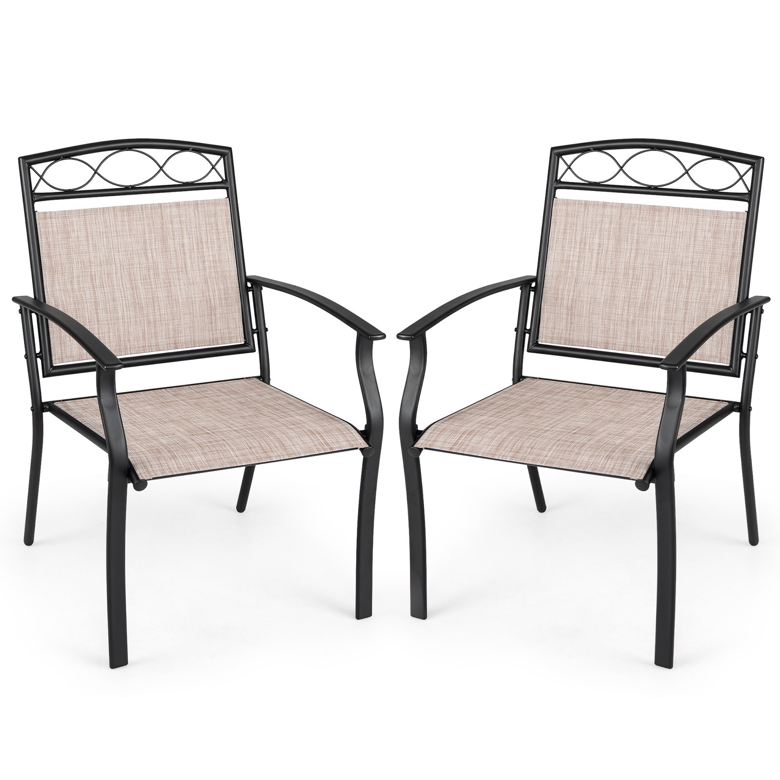 Lauko kėdžių komplektas (2 vnt.) su ergonomiškomis sėdynėmis ir orui pralaidžiu audiniu (Ruda) Lauko kėdžių komplektas (2 vnt.) su ergonomiškomis sėdynėmis ir orui pralaidžiu audiniu (Ruda)