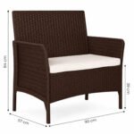 Lauko sofa dvivietė su pagalve, rudą rataną imituojanti – Paveikslėlis 10