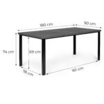 Lauko stalas 8 asmenims, 180x90 cm, su patvariu pilku stalviršiu – Paveikslėlis 10