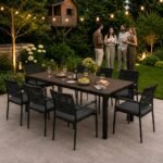 Lauko stalas 8 asmenims su 180x90 cm rudo HDPE stalviršiu – Paveikslėlis 2